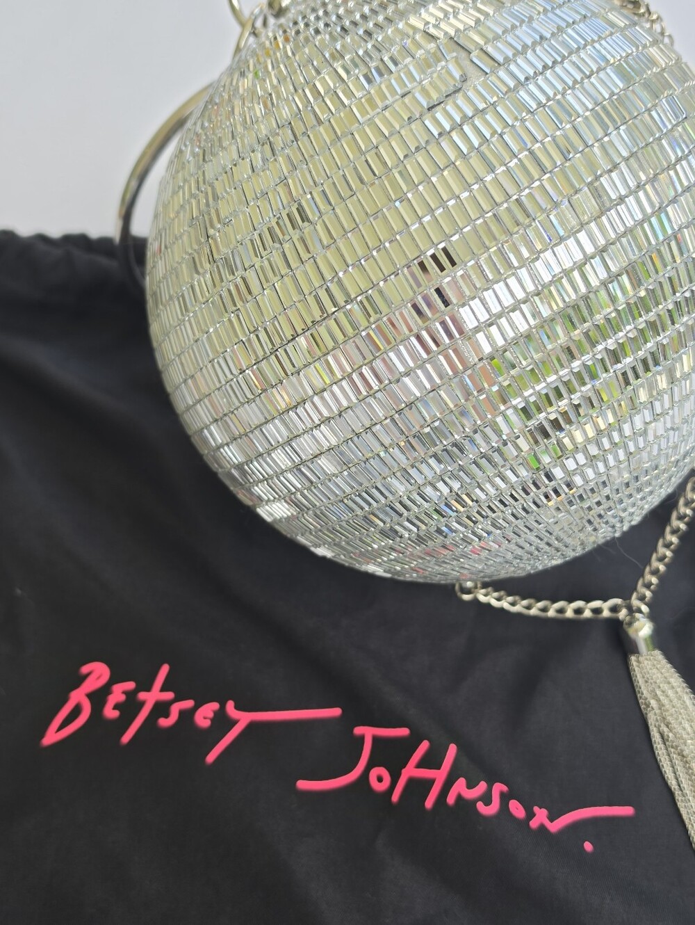 Betsey Johnson - Dancing Queen - Silver Disco Ball Evening Bag with Chain - Picture 6 of 12